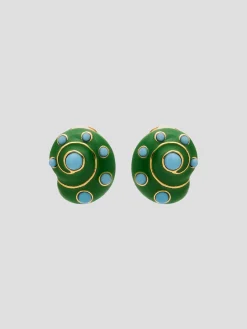Jade/Turquoise Snail Dots Earrings