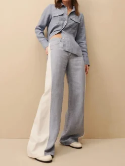 Joanna Two-Toned Cotton-Blend Pant