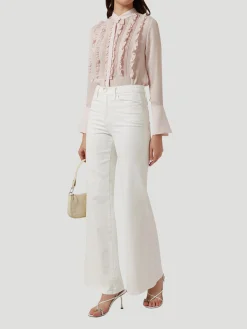 Kimmie Silk Ruffled Shirt in Blush