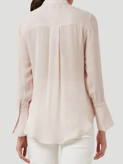 Kimmie Silk Ruffled Shirt in Blush