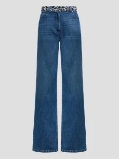 Knitted-Waistband Jeans