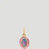 14k Yellow Gold with Australian Opal & Pink Sapphires Charm
