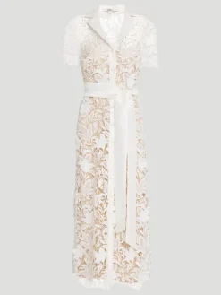 Lace Shirt Dress in White