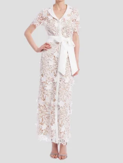 Lace Shirt Dress in White