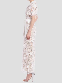 Lace Shirt Dress in White