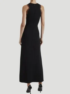Lace-Trimmed Knit Midi Dress