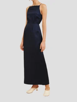 Leila Square-Neck Satin Midi Dress