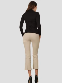 Leo Crop Flare Pant in Beige
