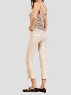 Leo Crop Flare Pant in Beige Check