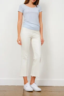 Leo Crop Flare Pant in White Denim