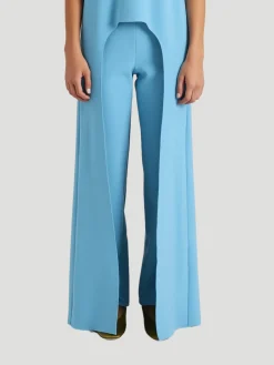 Lisa Cigarette Pant in Aqua Silk Wool