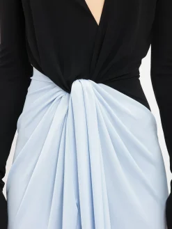 Long Sleeve Knot Detail Jersey Gown