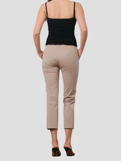 Lulu Crop Slim Pant with Pockets in Beige