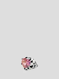 Lux - Cow Print Heart Ring with Pink Crystal