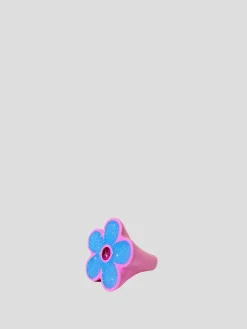M'ama Ring - Pink Ring with Blue Flower