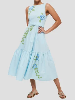 Maria Floral Dress in Light Blue