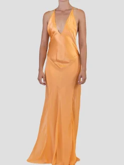 Mayan Gold Silk Charmeuse Bias Cut Slip Gown