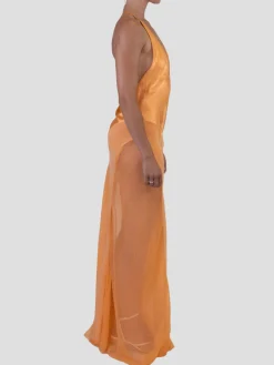 Mayan Gold Silk Charmeuse Bias Cut Slip Gown