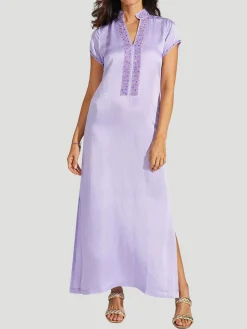 Meg 54" Cap Sleeve Caftan in Lilac
