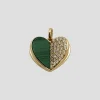 Memento Malachite & Diamond Heart Charm Pendant