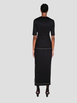 Midi Snap Skirt in Black