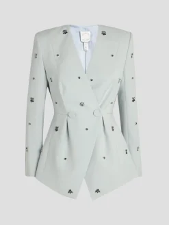 Milo Crystal-Embellishe Crepe Jacket in Blue