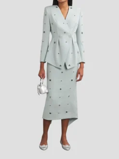 Milo Crystal-Embellishe Crepe Jacket in Blue