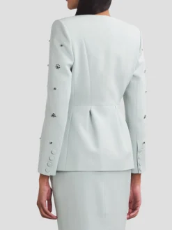 Milo Crystal-Embellishe Crepe Jacket in Blue