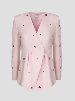 Milo Crystal-Embellishe Crepe Jacket in Pink