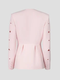 Milo Crystal-Embellishe Crepe Jacket in Pink