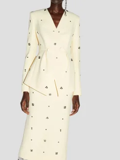 Milo Crystal-Embellished Crepe Blazer in Yellow