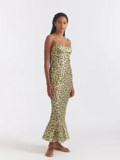 Mimi-B Green Slip Maxi Dress