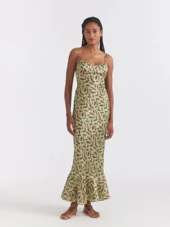 Mimi-B Green Slip Maxi Dress