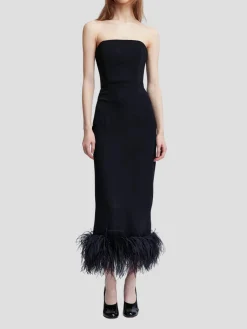 Minelli Sleeveless Dress with Feathers