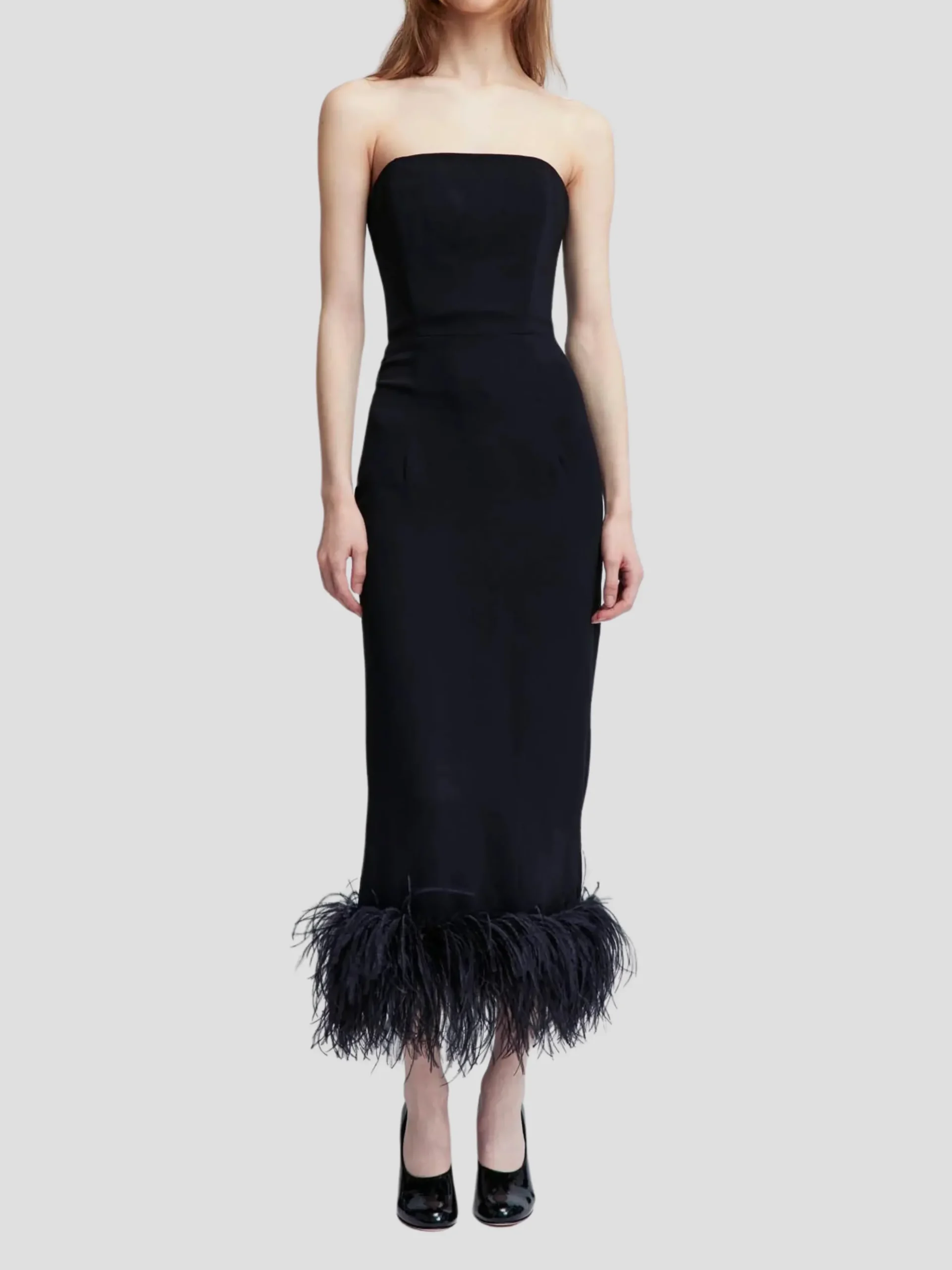 Minelli Sleeveless Dress with Feathers