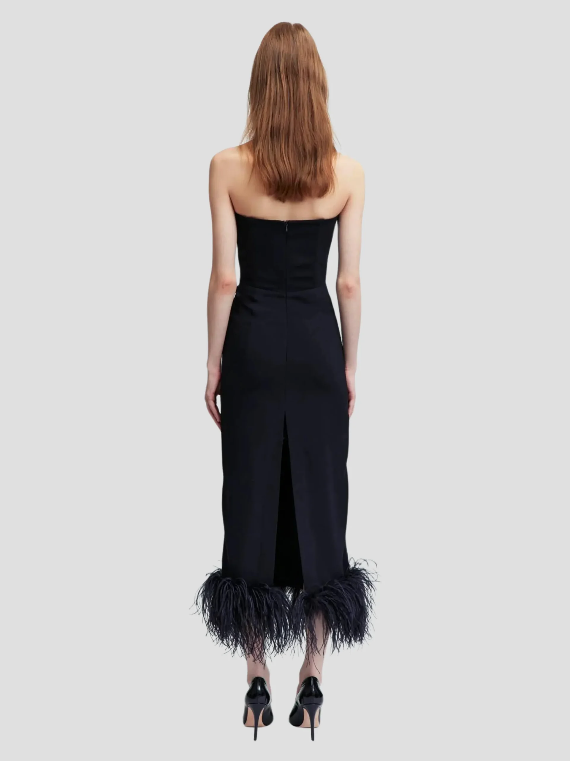 Minelli Sleeveless Dress with Feathers