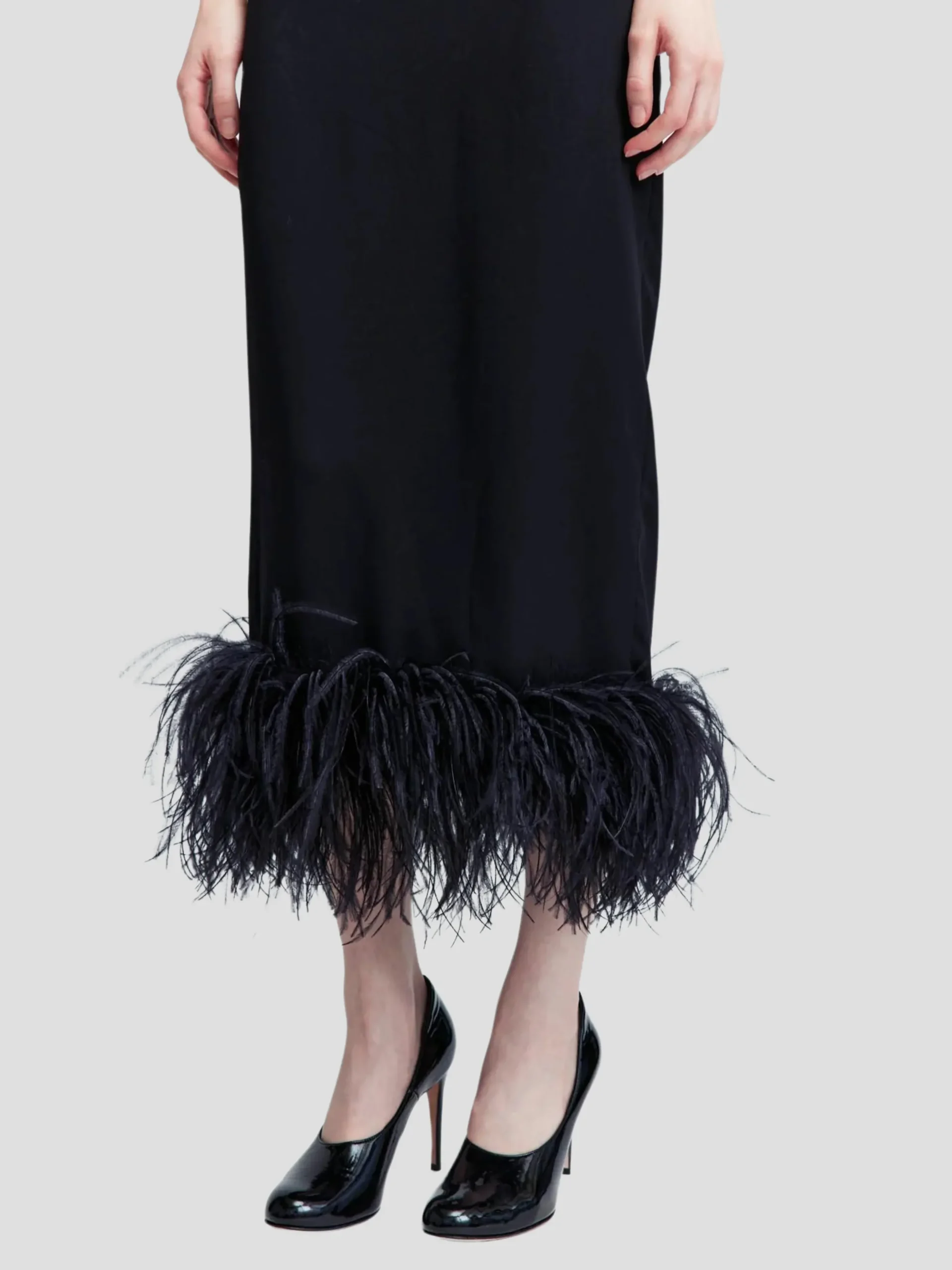 Minelli Sleeveless Dress with Feathers