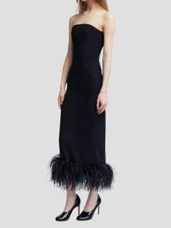 Minelli Sleeveless Dress with Feathers