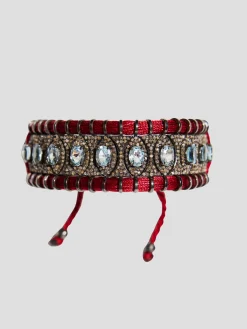 Mini Moon Bracelet in Blue Topaz/Oxblood