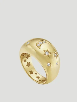 Moon and Stars Dome Ring
