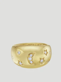 Moon and Stars Dome Ring