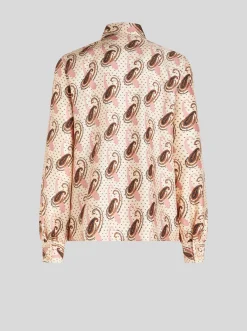 Multi-Print Silk Shirt in Ivory