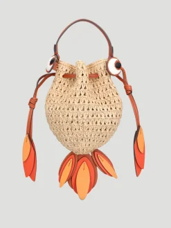 Natural Gold Fish Raffia Cross Body Bag