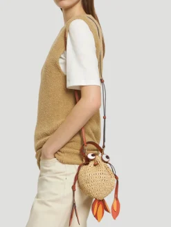 Natural Gold Fish Raffia Cross Body Bag