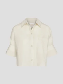 Next Ex Cotton Cropped Shirt in Oat