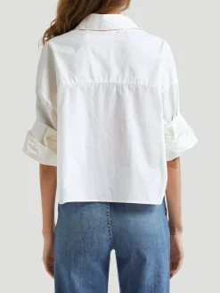 Next Ex Cotton Cropped Shirt in Oat