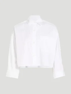 Next Ex Cotton Cropped Shirt in White