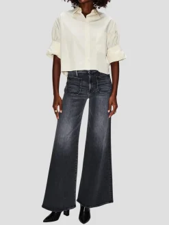 Next Ex Cotton Cropped Shirt in Silver Green