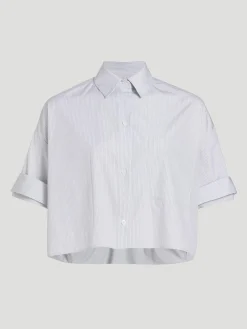 Next Ex Cotton Cropped Shirt in Aberdeen Stripe