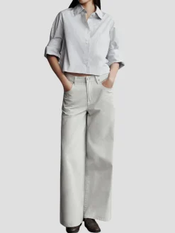 Next Ex Cotton Cropped Shirt in Aberdeen Stripe